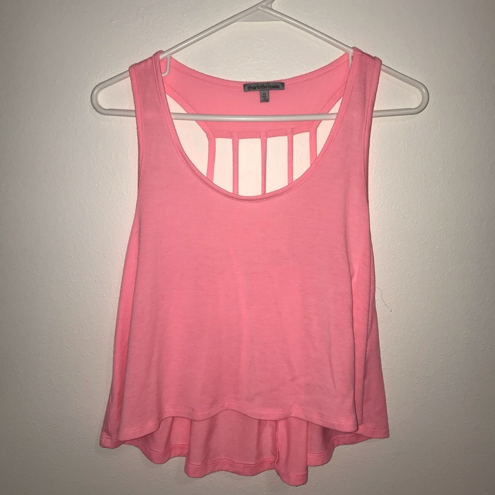 Pink detailed back tank top